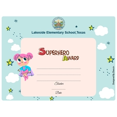 Super Hero Girl Classroom Award Certificate